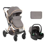 Carrito de bebé 3 en 1 Convertible Kaia Gris Claro Kikkaboo