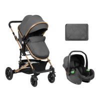 Carrito de bebé 3 en 1 Convertible Amaia Gris Oscuro Kikkaboo