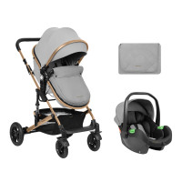 Carrito de bebé 3 en 1 Convertible Amaia Gris Claro Kikkaboo