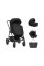 Cochecito 3 en 1 Modena Negro Kikkaboo con capazo, silla de auto y silla de paseo