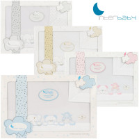 Juego de Cama "Tres Animales" INTERBABY - Blanco/Azul, artículo 04237