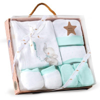 Подарочный набор 5 предметов из бамбука "Слоненки зеленый" INTERBABY, артикул SET20
