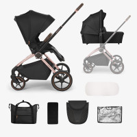 Carrito de bebé 2en1 con capazo Kara Negro Kikaboo