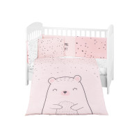 Juego de cama 6 piezas 60/120 con chichonera Bear with me Rosa Kikkaboo
