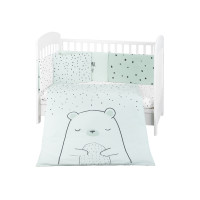 Juego de cama 6 piezas 60/120 con chichonera Bear with me Menta Kikkaboo