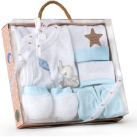 Set de regalo 5 piezas "Elefantes" de bambú INTERBABY, artículo SET20 azul