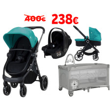 Pack Ahorro: Carrito de bebé 3 en 1 Happy Petróleo Asalvo+ Cuna Complet Duo Lion Gris