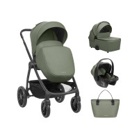 Коляска 3 в 1 Modena Verde Kikkaboo (люлька, прогулочный блок, автокресло)