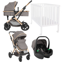 Pack Ahorro:  Carrito de bebé 3 en 1 Convertible Kaia + Cuna de madera Harmony. 