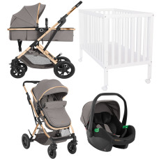 Pack Ahorro:  Carrito de bebé 3 en 1 Convertible Kaia + Cuna de madera Harmony. 
