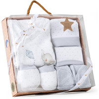 Set de regalo 5 piezas “Elefantes” de bambú INTERBABY, color gris — artículo SET20