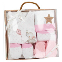 Set de regalo 5 piezas "Elefantes" de bambú INTERBABY, artículo SET20 rosa