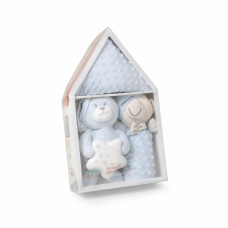 Set de regalo 3 piezas Casita Azul – Peluche, Manta y Dou Dou