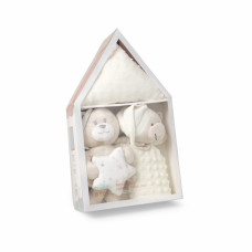 Set de regalo 3 piezas Casita Beige – Peluche, Manta y Dou Dou