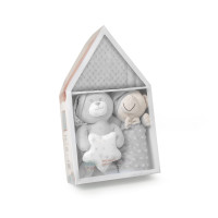 Set de regalo 3 piezas Casita Gris – Peluche, Manta y Dou Dou