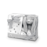 Interbaby Набор Плед + Плюшевый Кролик Серый – Мягкость и Уют для Малыша