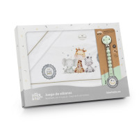 Juego de sábanas para cuna jirafa y elefante con broche verde 03323-13