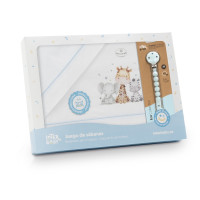 Juego de sábanas para cuna jirafa y elefante con broche azul 03323-11