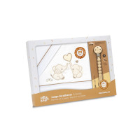 Juego de sábanas para cuna parejita de elefantes con broche beige 03339-15