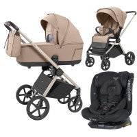 Pack ahorro: Carrito de bebé 2 en 1 CARRELLO Ultra Floral Beige + Silla de auto Kikkaboo  0-12 años