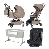 Pack ahorro: Carrito de bebé 2 en 1 CARRELLO Magia CRL-6555 + Silla de auto Kikkaboo  0-12 años + minicuna colecho CARRELLO Luna