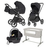 Pack ahorro CARRELLO: Carrito de bebé 2 en 1 CARRELLO Ultra 6527 Basalt Black + Silla de auto Nova + minicuna colecho Luna