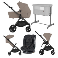 Pack ahorro: Carrito de bebé 2 en 1 Anex IQ Basic Linen +Silla de auto Kikkaboo  0-12 años + minicuna Carrello