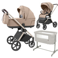 Pack ahorro: Carrito de bebé 2 en 1 CARRELLO Ultra CRL-6527  Floral Beige  + minicuna colecho CARRELLO Luna