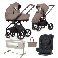 Pack ahorro: Carrito de bebé 2 en 1 VENICCI CLARO Almond+ Silla de auto Kikkaboo  0-12 años+ minicuna colecho CARRELLO Luna