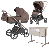 Pack ahorro: Carrito de bebé 2 en 1 CARRELLO Ultra CRL-6527  Chestnut Beige+ minicuna colecho CARRELLO Luna