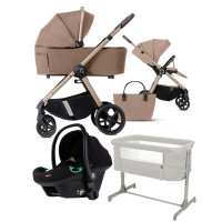 Pack ahorro: Carrito de bebé 2 en 1 Dada Flux Beige  + Silla de auto Dada  (Grupo 0+) + minicuna colecho CARRELLO Luna