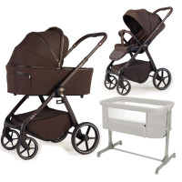 Pack ahorro: Carrito de bebé 2 en 1 Dada Flux Premium Chocolate + minicuna colecho CARRELLO Luna