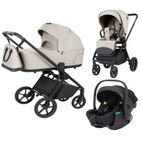 Carrito de bebé 3 en 1 CARRELLO Ultra F CRL-6556 Milk Grey. Capazo plegable, silla de paseo y grupo 0