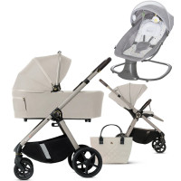 Pack ahorro: carrito de bebé 2 en 1 Dada Flux Almond + hamaca balancín automática