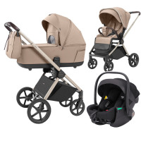 Carrito de bebé 3 en 1 CARRELLO Ultra 6527 Floral Beige. Capazo, silla de paseo y grupo 0