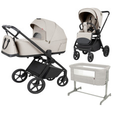 Pack CARRELLO: Carrito de bebé 2 en 1 Ultra F CRL-6556 Milk Grey con capazo plegable+ minicuna colecho Luna