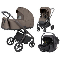 Carrito de bebé 3 en 1 CARRELLO Ultra F CRL-6557 Sugar Brown. Capazo plegable, silla de paseo y grupo 0