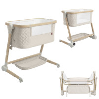 Cuna colecho eléctrica Salsa CRL-16507 Cremio Beige con balanceo automático, Bluetooth y control inteligente