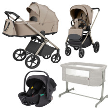 Pack CARRELLO: Carrito de bebé 2 en 1 Ultra F CRL-6557 Vintage Beige con capazo plegable+ Silla de auto Vega (Grupo 0+) + minicuna colecho Luna