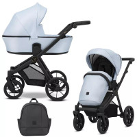 Cochecito 2 en 1 Kunert Brav BRE-14 Baby Blue Eco con chasis negro o color champán