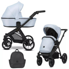 Cochecito 2 en 1 Kunert Brav BRE-14 Baby Blue Eco con chasis negro o color champán