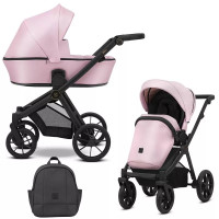Cochecito 2 en 1 Kunert Brav BRE-15 Baby Pink Eco con chasis negro o color champán