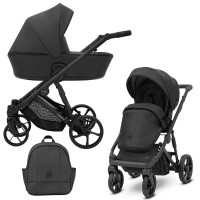 Cochecito 2 en 1 Kunert Arrizo ARE-11 Black Eco Leather con chasis negro o dorado