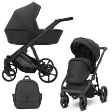 Cochecito 2 en 1 Kunert Arrizo ARE-11 Black Eco Leather con chasis negro o dorado