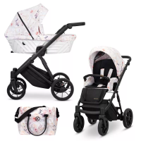 Cochecito 2 en 1 Kunert Ivento IVE-04 Delicate Flowers con chasis negro o dorado