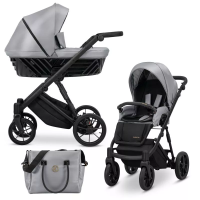 Коляска 2 в 1 Kunert Ivento IVE-14 Grey Metalic Eco с черной или золотой рамой