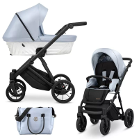 Коляска 2 в 1 Kunert Ivento IVE-22 Baby Blue Metalic Eco с черной или золотой рамой