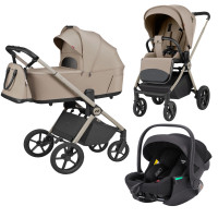 Детская коляска 3 в 1 CARRELLO Ultra F CRL-6557 Vintage Beige с автокреслом Vega Lite