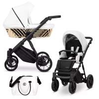 Коляска 2 в 1 Kunert Ivento GLAM IVE-16 White Pearl Eco с черной или золотой рамой