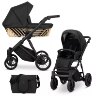 Коляска 2 в 1 Kunert Ivento GLAM IVE-17 Black Pearl Eco с черной или золотой рамой